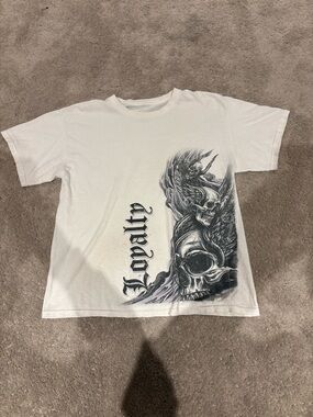 White Graphic Skull Short-Sleeve Men's Shirt - affliction style